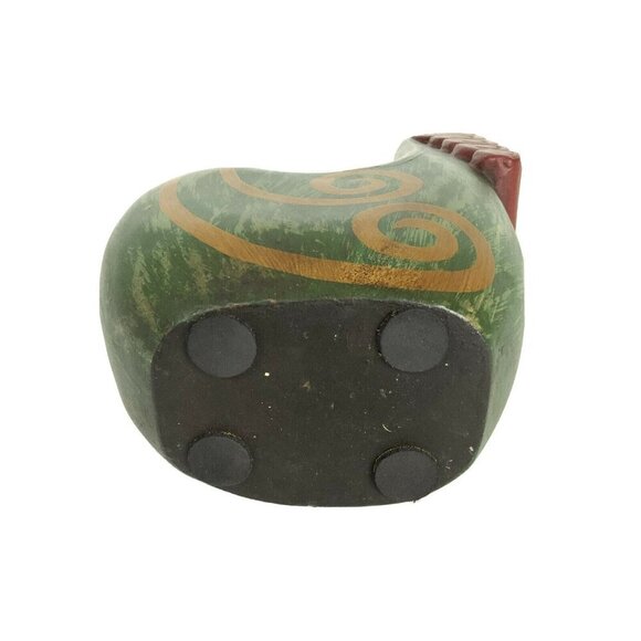 Hand Painted Green Gold Swirl Rooster Figurine Resin Farmhouse Country Decor - Picture 5 of 8